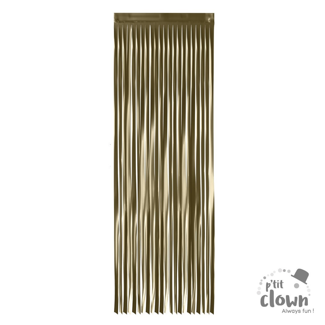 Fransen Vorhang, Tür Deko, gold metallic, 2.4 x 1 m kinderparties-shop