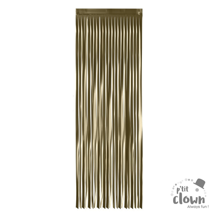 Fransen Vorhang, Tür Deko, gold metallic, 2.4 x 1 m kinderparties-shop