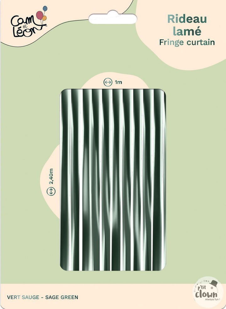 Fransen Vorhang, Tür Deko, grün metallic, 2.4 x 1 m kinderparties-shop