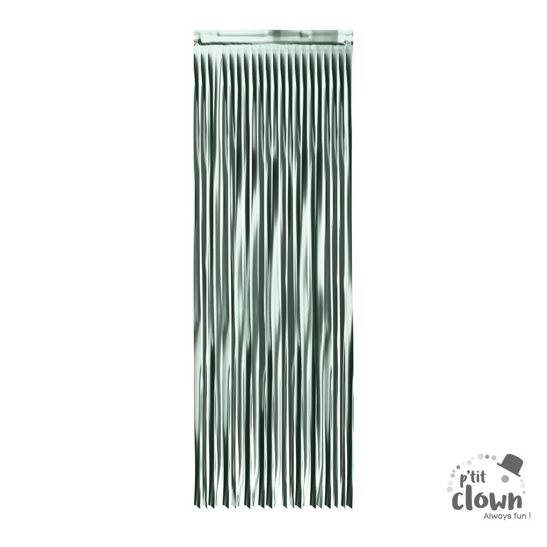Fransen Vorhang, Tür Deko, grün metallic, 2.4 x 1 m kinderparties-shop