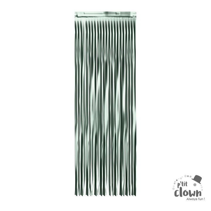 Fransen Vorhang, Tür Deko, grün metallic, 2.4 x 1 m kinderparties-shop