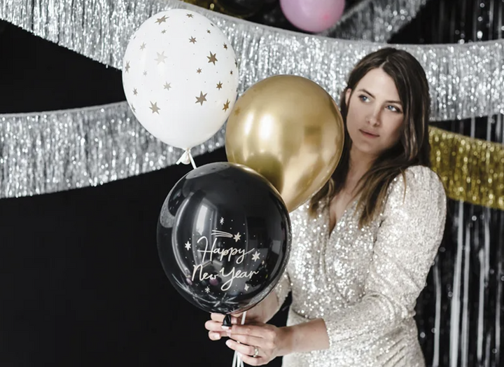 Luftballons Happy New Year, 30cm, 6er Pack kinderparties-shop