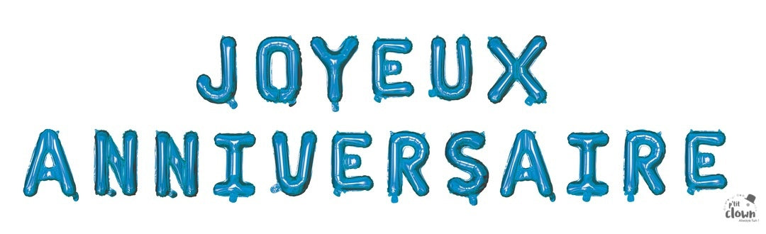 Joyeux Anniversaire Folienballon-Set Girlande, blau, 380x30cm kinderparties-shop