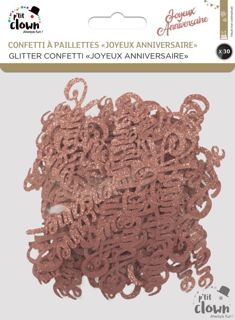 Party Konfetti rosé-gold glitzernd "Joyeux Anniversaire", 30tlg kinderparties-shop