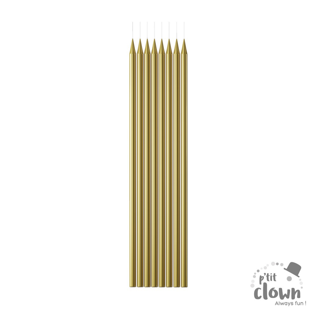 Kerzen glatt, gold-metallic, 24er Pack kinderparties-shop