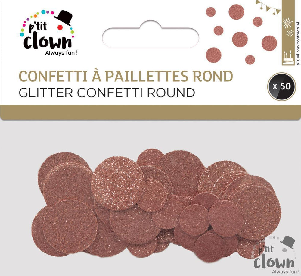 Party Konfetti glitzernd rosé-gold, rund, 50er Pack kinderparties-shop