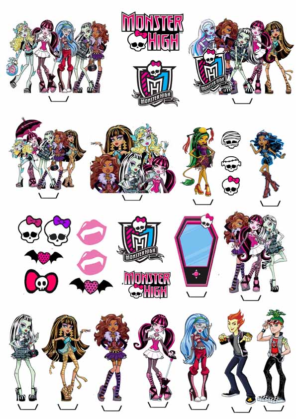 Muffin decoration, Monster High, 25 motifs, edible paper