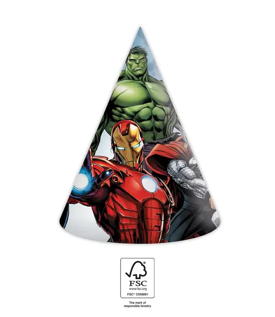 Marvel Avangers Infinity Stones Partyhüte, 6er Pack kinderparties-shop