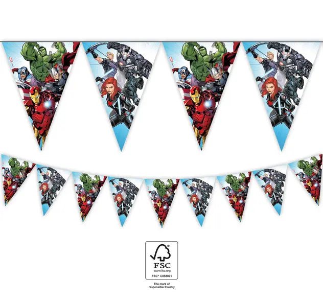 Wimpelkette Avengers Infinity Stones, 9 Flaggen, 2.3m kinderparties-shop