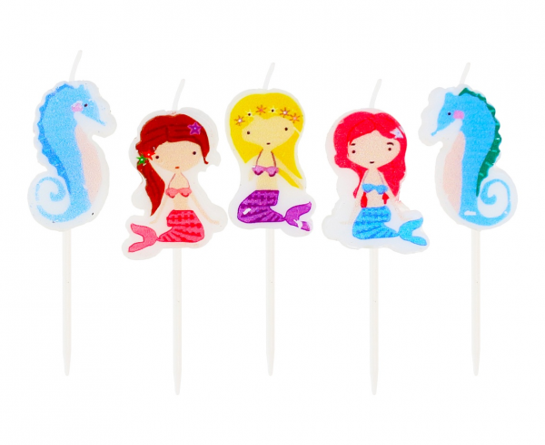 Meerjungfrau Kuchenkerzen, 5er Set kinderparties-shop