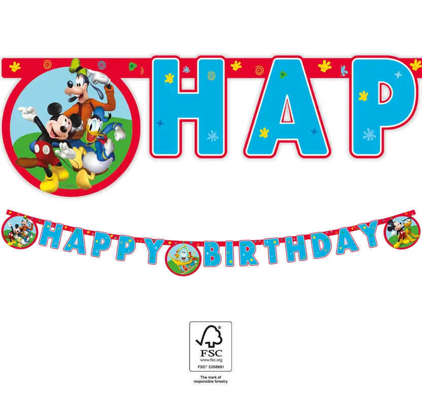 Mickey Maus Rock the House Buchstabenkette Happy Birthday, 2m kinderparties-shop