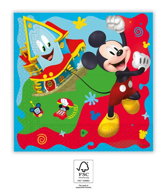 Mickey Maus Rock the House Servietten, 20er Pack, 33 x 33cm kinderparties-shop