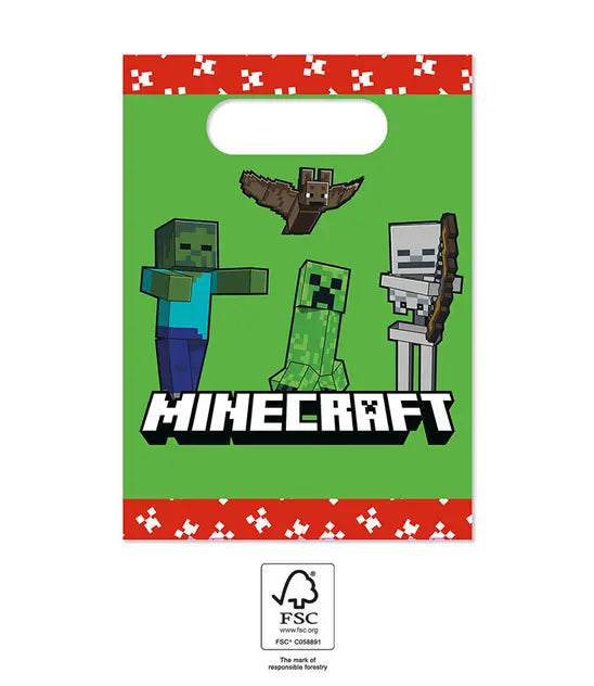 Minecraft TNT Partytüten aus Papier, 4er Pack kinderparties-shop