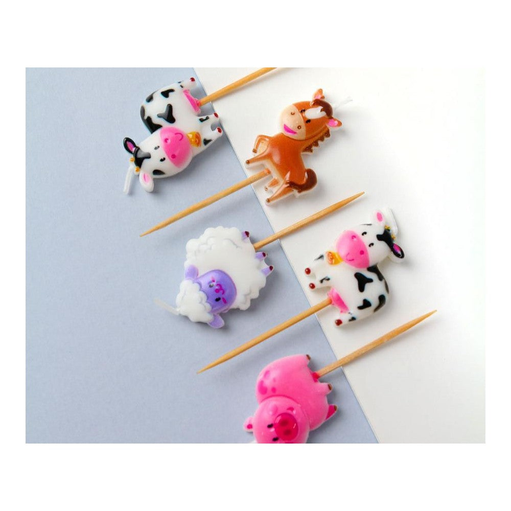 Bauernhof Tiere Minikerzen, 5er Pack kinderparties-shop