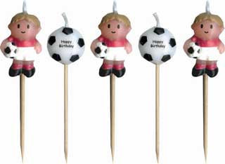 Fussball Minikerzen, 5er Pack kinderparties-shop