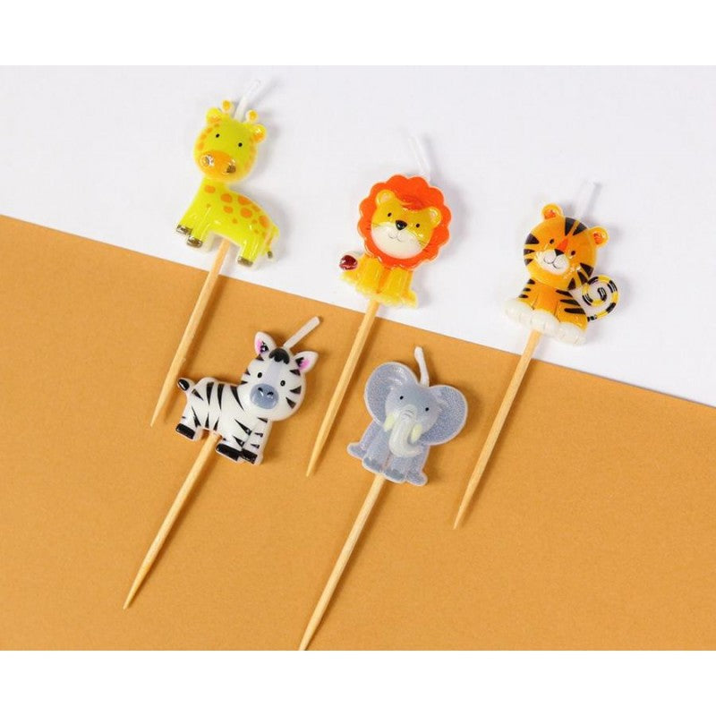 Wilde Tiere Minikerzen, 5er Pack kinderparties-shop