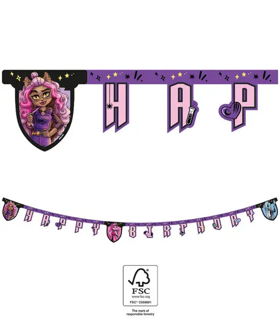 Buchstabenkette Happy Birthday, Monster High, 2m kinderparties-shop