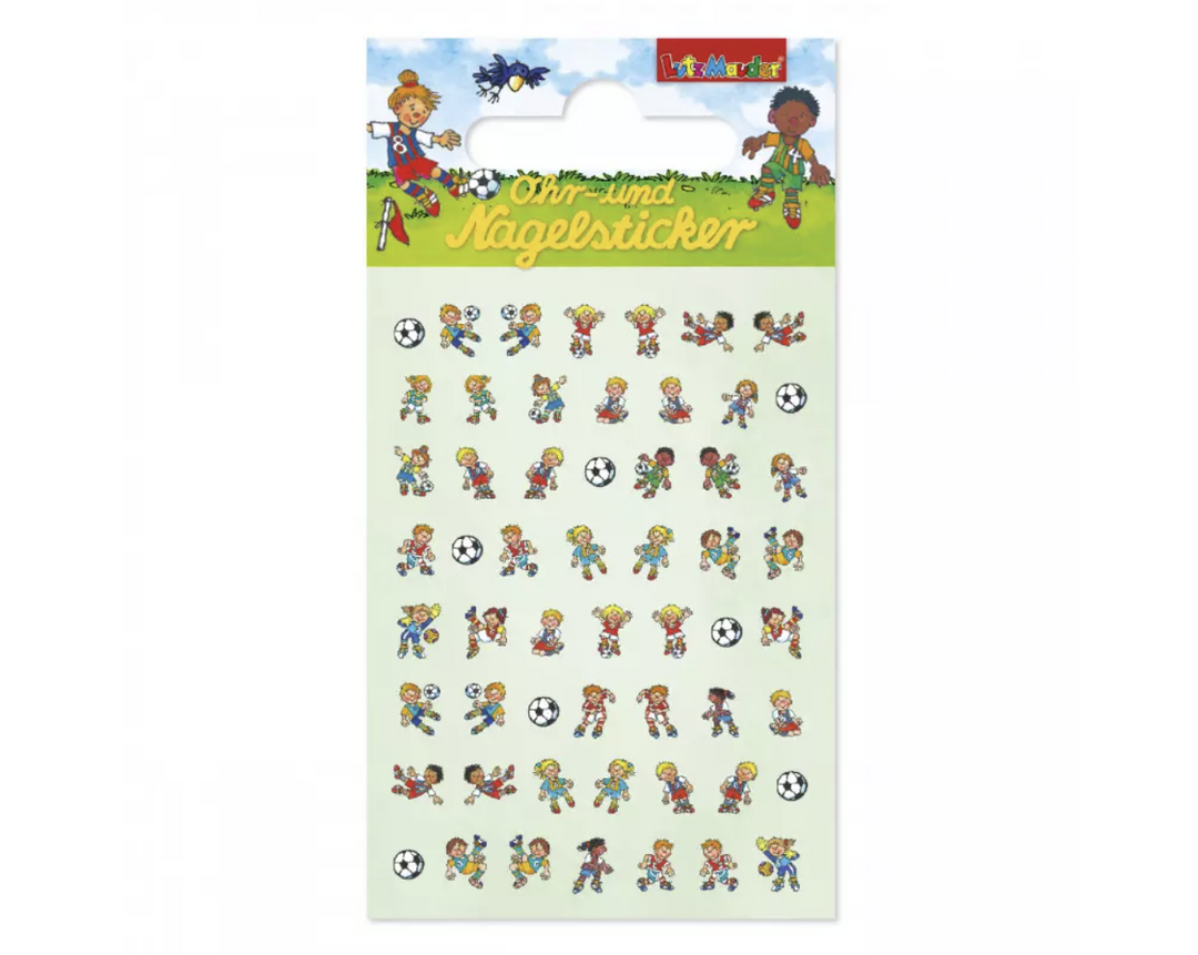 Ohr- und Nagelsticker Fussball, 1 Karte kinderparties-shop