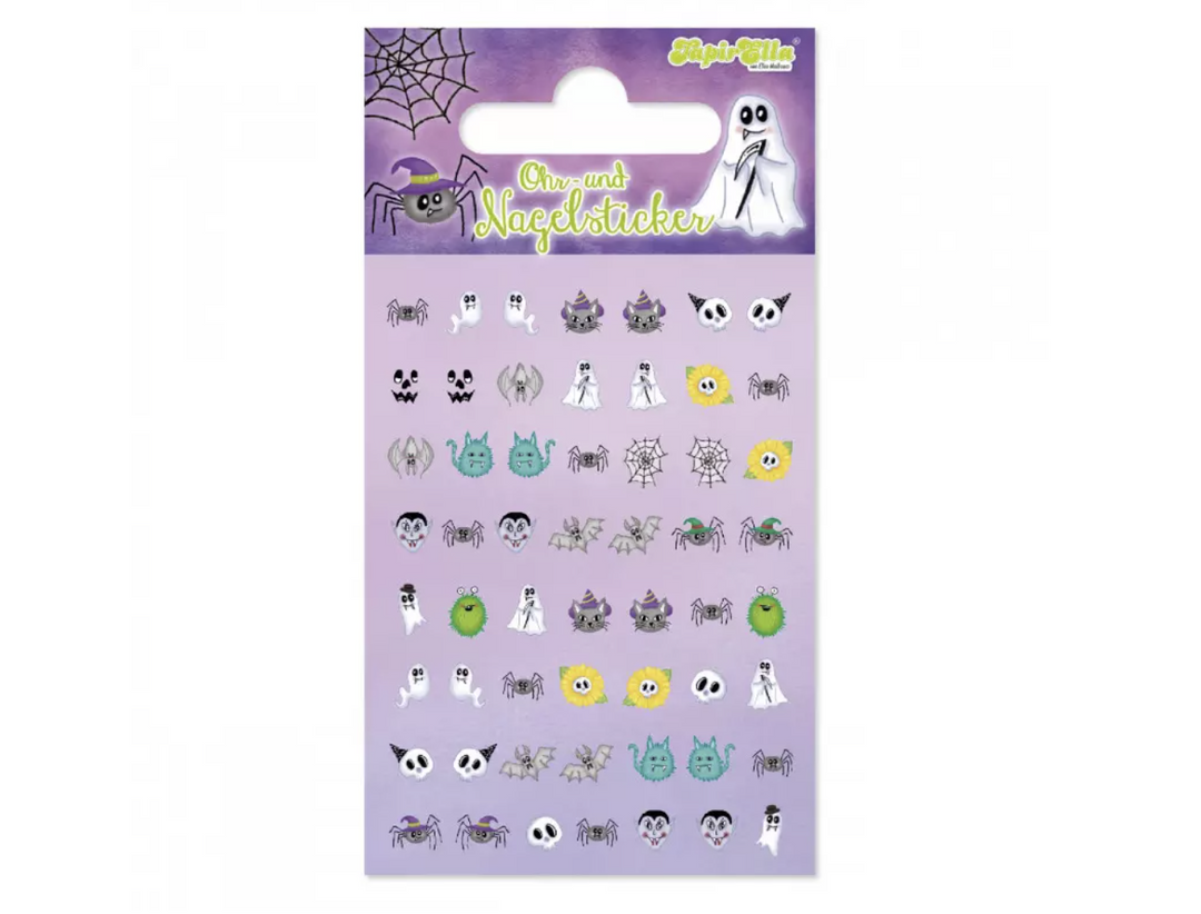 Ohr- und Nagelsticker Halloween, TapirElla, 1 Karte kinderparties-shop