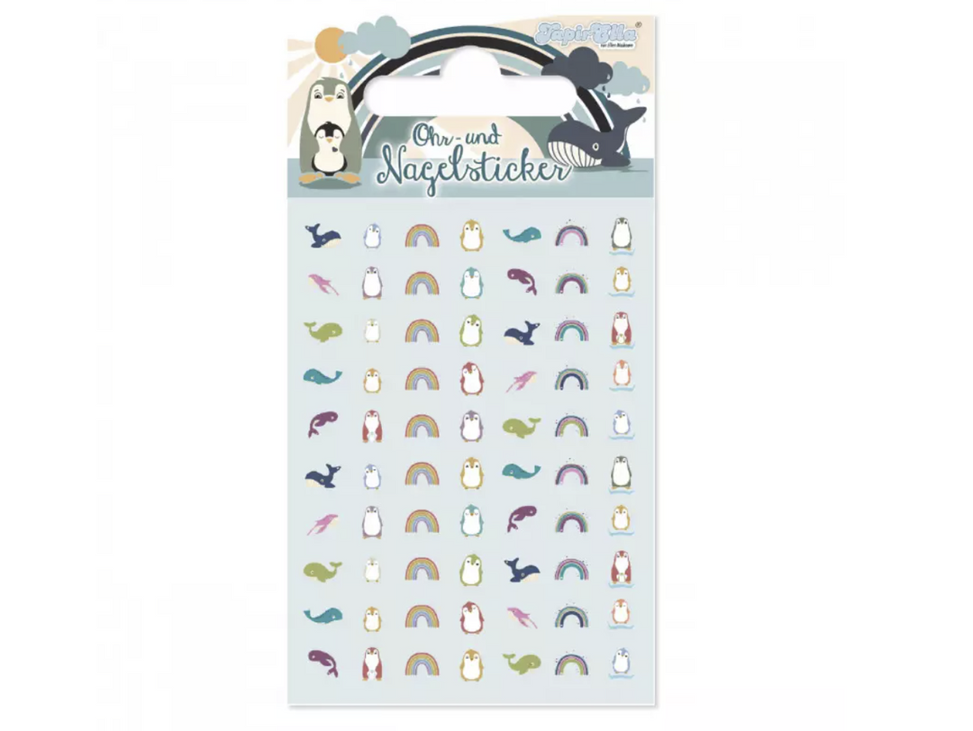 Ohr- und Nagelsticker Pinguin Familie, TapirElla, 1 Karte kinderparties-shop