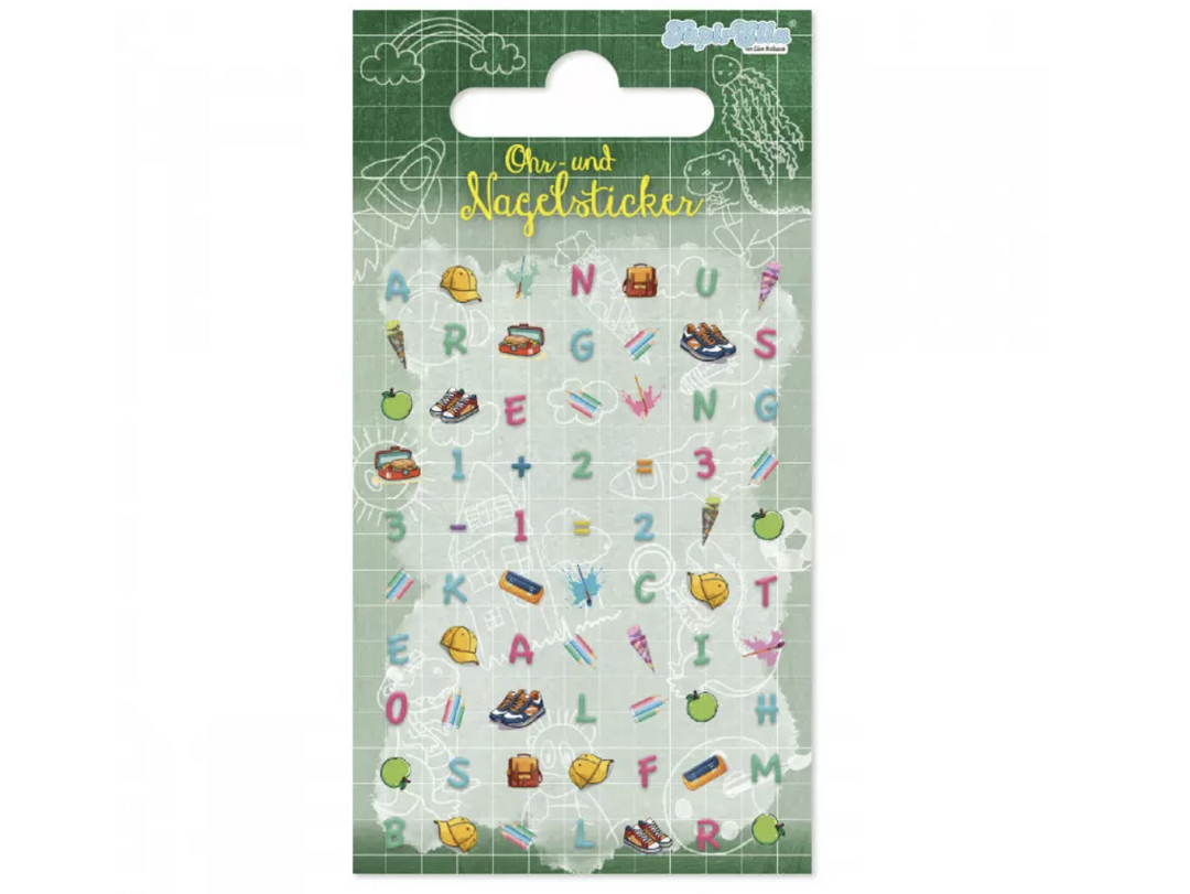 Ohr- und Nagelsticker Schulanfang, TapirElla, 1 Karte kinderparties-shop