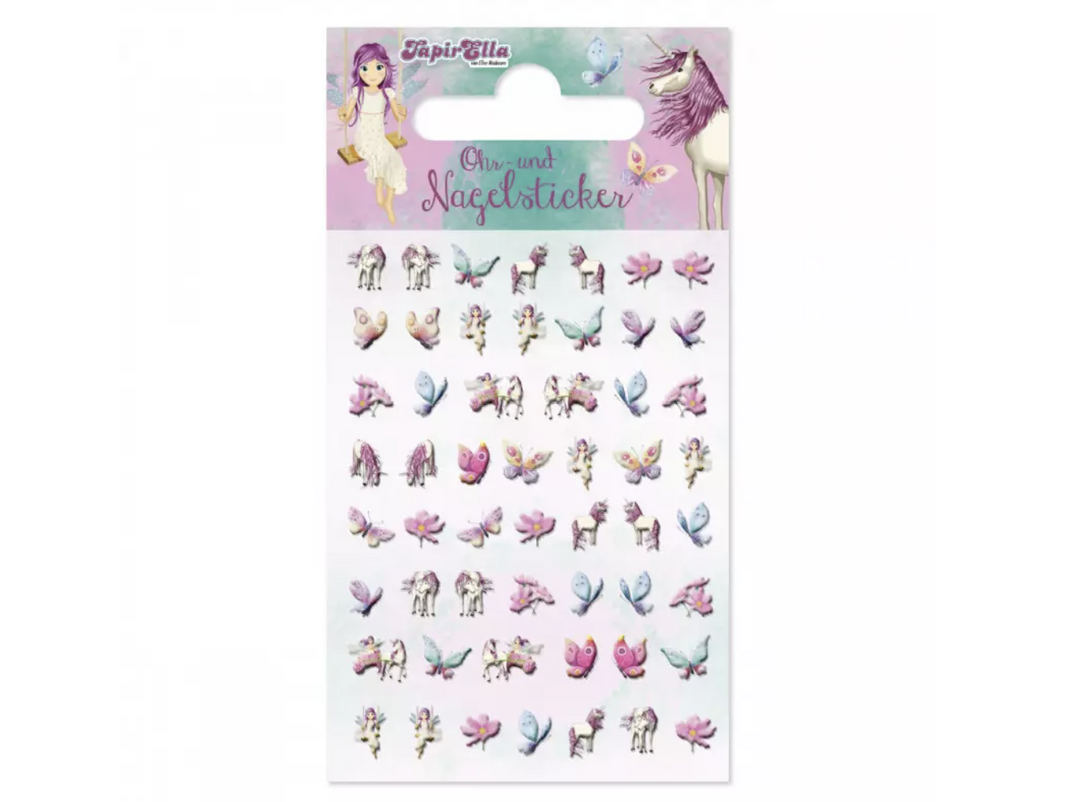Ohr- und Nagelsticker Einhorn und Elfe, TapirElla, 1 Karte kinderparties-shop