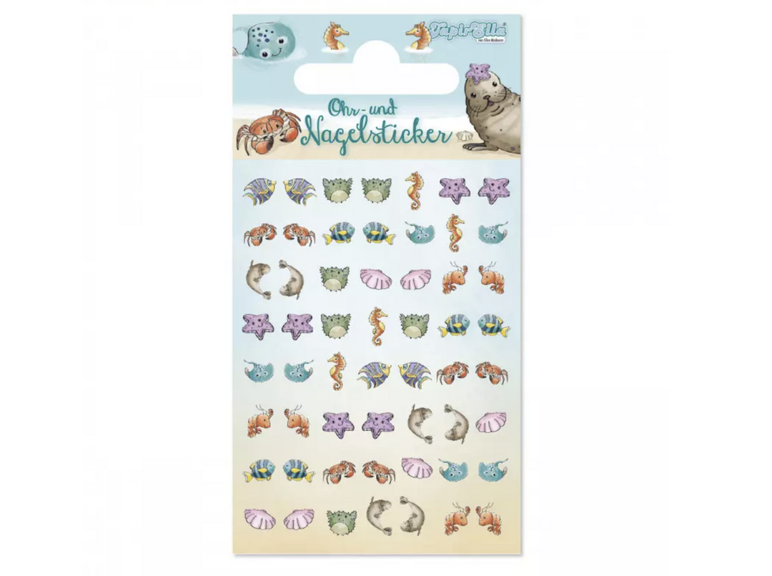 Meerestier Ohr- und Nagelsticker, TapirElla, 1 Karte kinderparties-shop