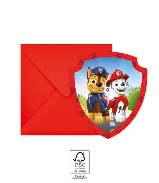 Einladung Paw Patrol Rescue Heroes, 6er Pack inkl. Umschläge kinderparties-shop