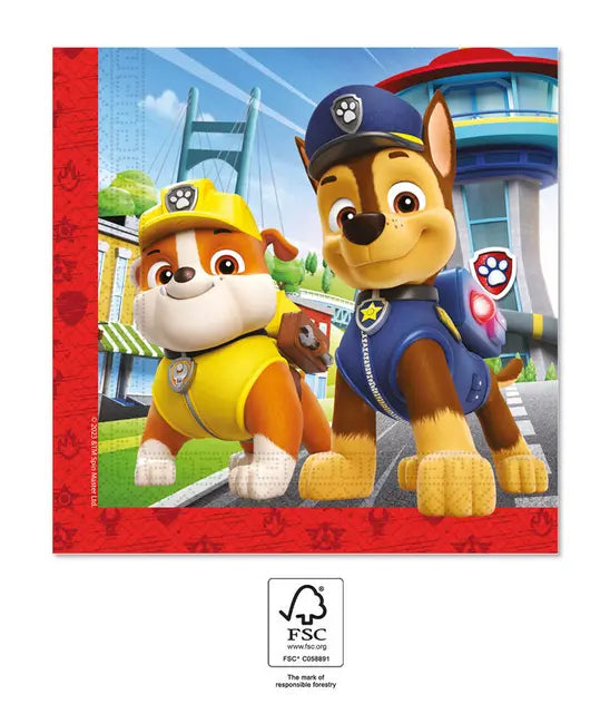 Servietten Paw Patrol Rescue Heroes, 20er Pack kinderparties-shop