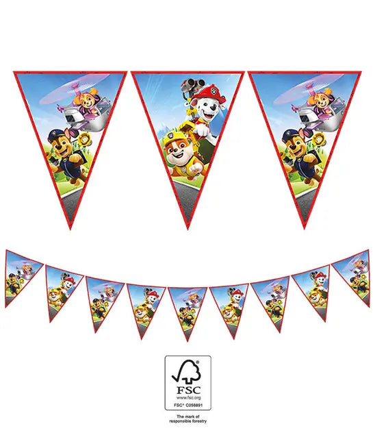Wimpelkette Paw Patrol Rescue Heroes, 9 Flaggen, 2.3m kinderparties-shop