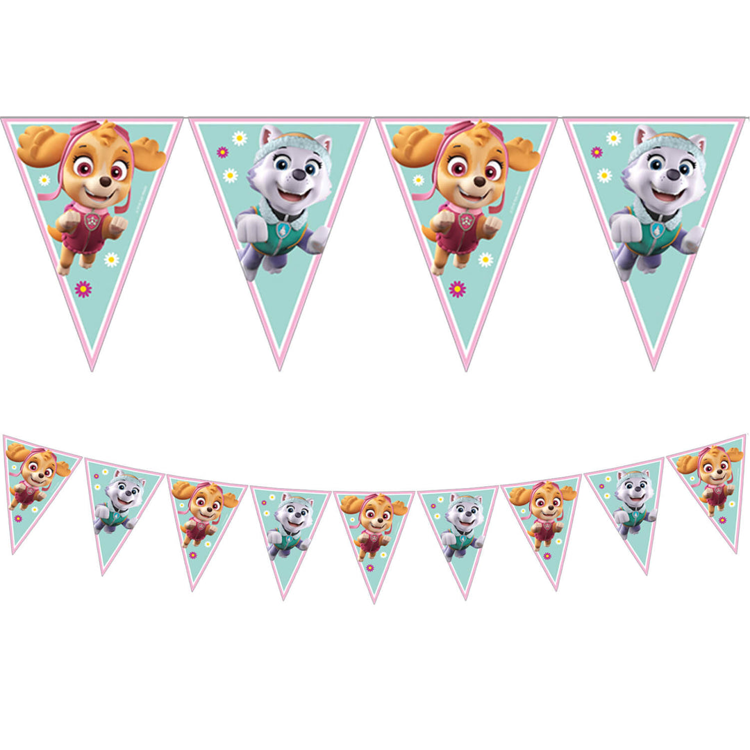 Wimpelkette Skye & Everest, Paw Patrol, 9 Flaggen, 2.3m kinderparties-shop