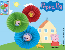 Deko Fächer Peppa Pig, Party Deko Set, 3-tlg.