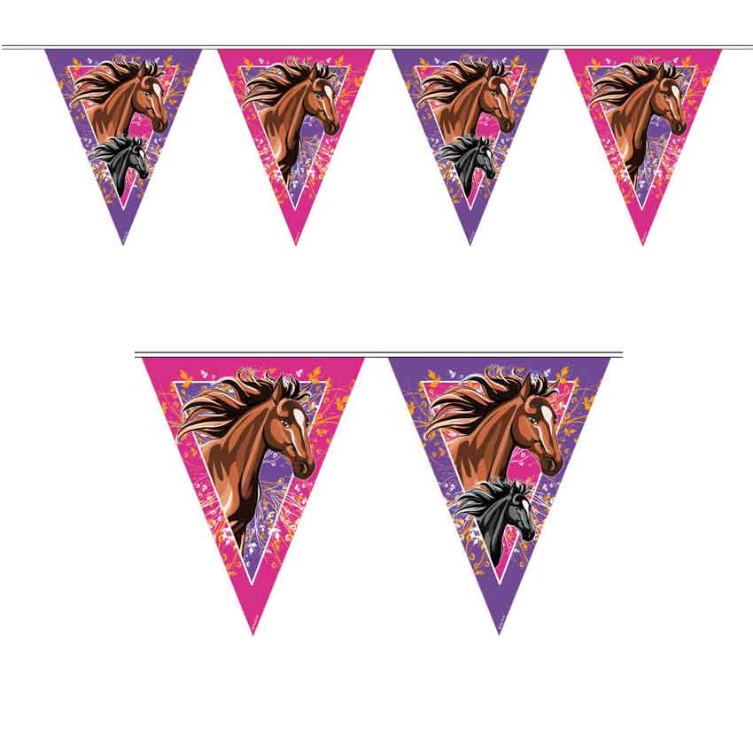 XXL Pferde Wimpelkette, I Love Horses, 10m kinderparties-shop