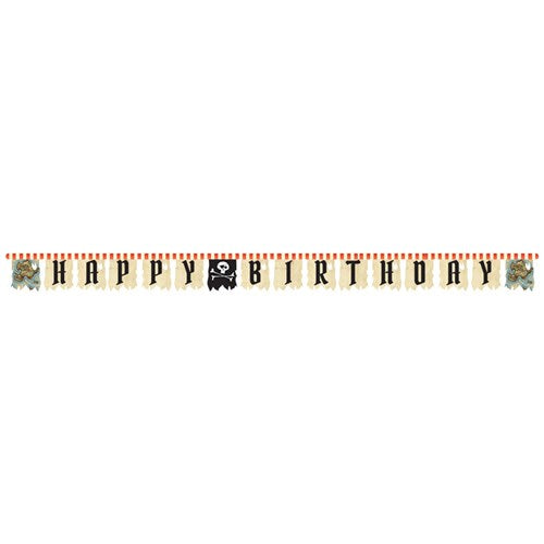 Piraten Buchstabenkette Happy Birthday, Papier, 260cm kinderparties-shop
