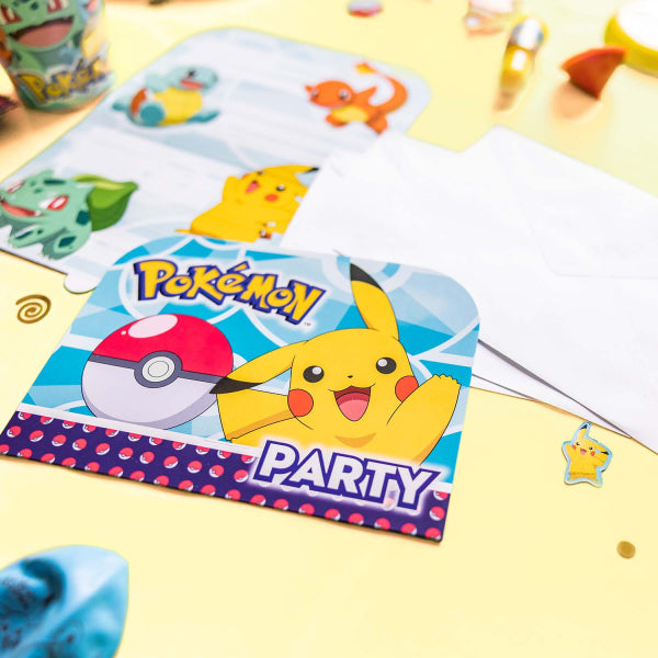 Pokemon Einladungen, 8er Pack, mit Umschlag kinderparties-shop