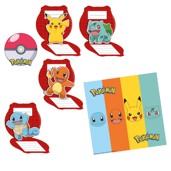 Einladung, Pokemon, 8er Pack, mit Umschlag kinderparties-shop