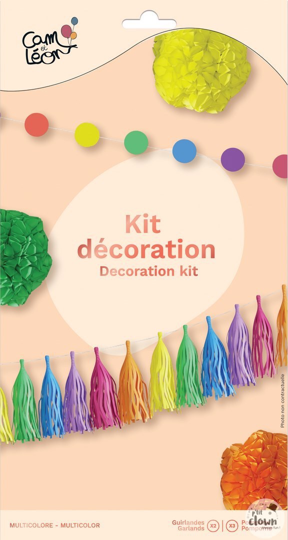 Raumdeko Set: Pompom Aufhänger & 2 Girlanden, Regenbogen, 5-tlg kinderparties-shop