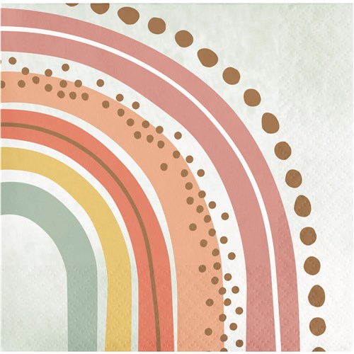 Regenbogen Servietten Boho, Pastell, 16er Pack, 25x25cm kinderparties-shop