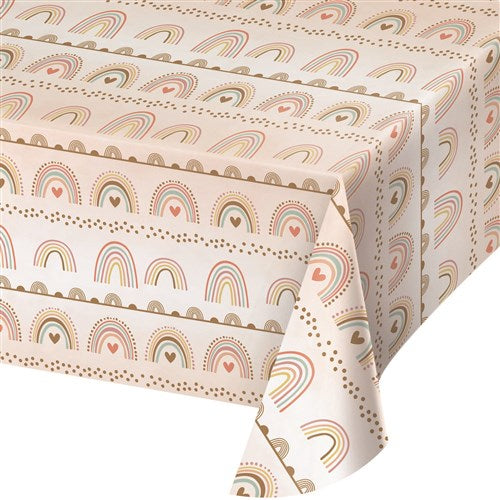 Regenbogen Tischdecke Boho, 1.37 x 2.59 m, abwaschbar, Deko Kindergeburtstag –