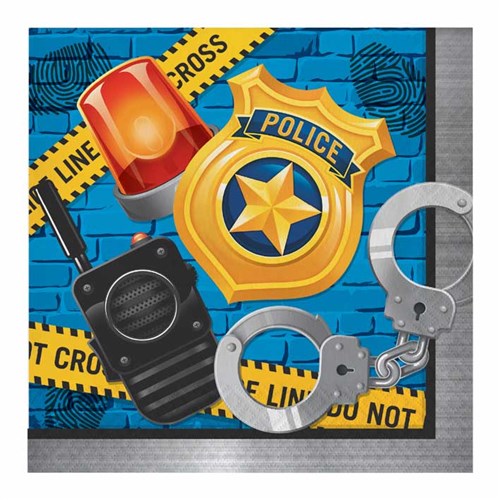 Servietten Polizei, 33 x 33cm, 16er Pack kinderparties-shop