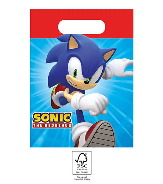 Sonic Partytüten aus Papier, 4er Pack kinderparties-shop