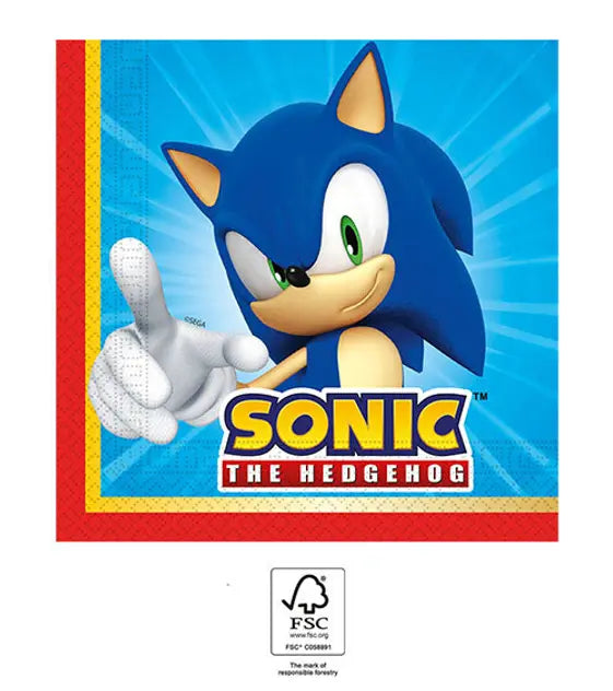 Sonic Servietten, 20er Pack, 33x33cm kinderparties-shop