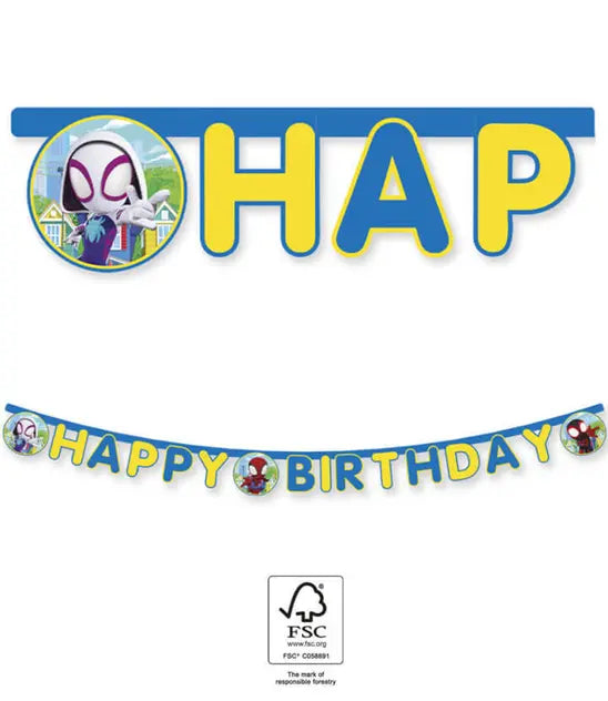 Buchstabenkette Spidey and His Amazing Friends, Happy Birthday, Pappe, 2m kinderparties-shop