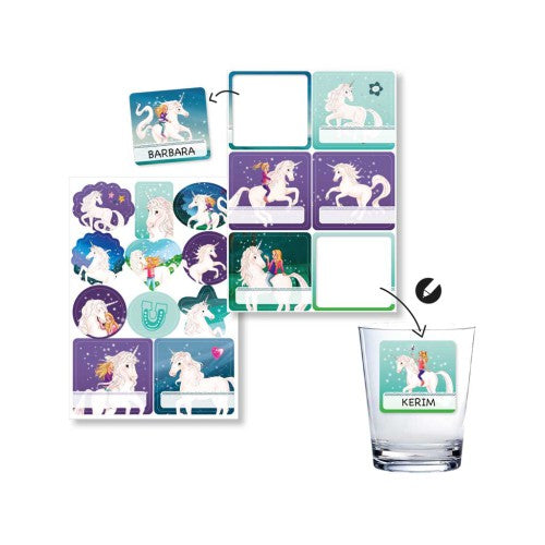 Sternenschweif Glas Stickers mit Namensfeld, 8er Pack kinderparties-shop