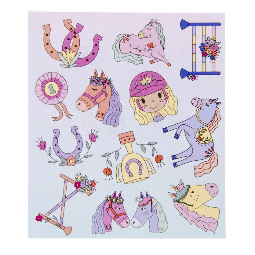 Party Sticker, Pferde, 1 Karte, 12 Sticker