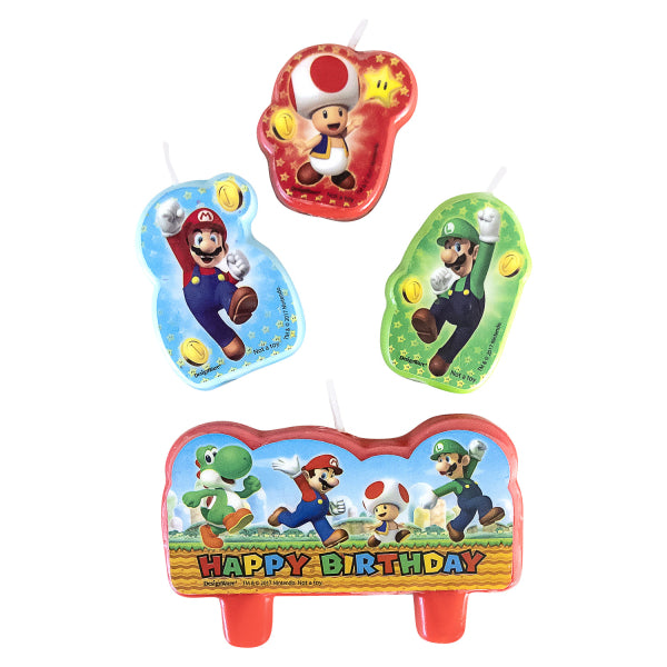Kuchen Kerzen Super Mario Bros. / Gaming Party, 4 Stk. kinderparties-shop