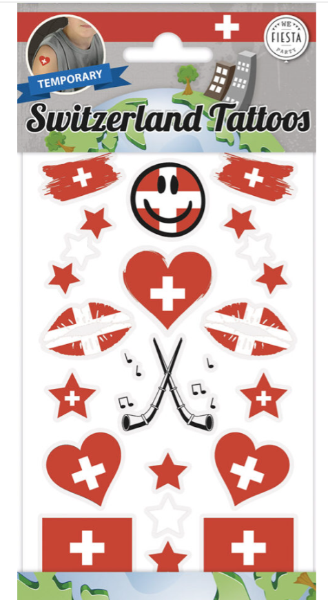 Schweiz Tattoos, 1 Bogen mit 16 Tattoos kinderparties-shop