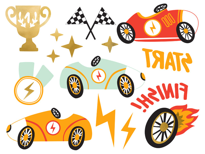 Autos / Rennwagen Tattoos, abwaschbar, 11 Motive kinderparties-shop