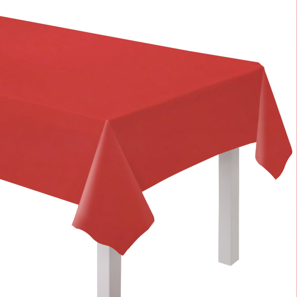 Tischdecke, unifarben Fiesta Rot, 1.37 x 2.74 m, Folie, abwaschbar kinderparties-shop