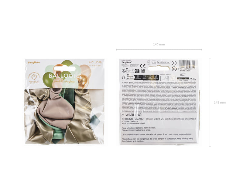 Luftballons Mix: pastell grün & glänzend gold, 10er Pack kinderparties-shop